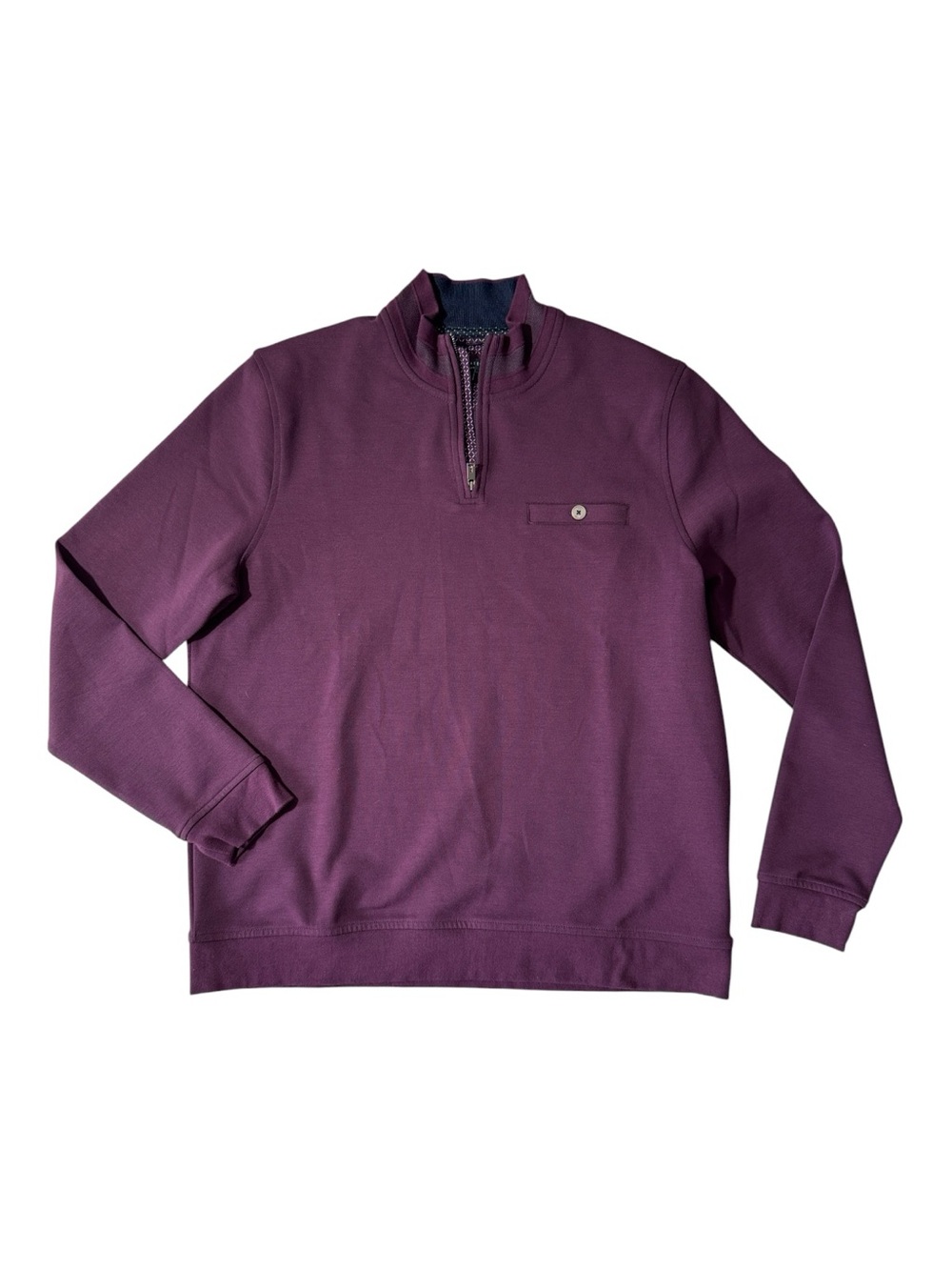 Ted Baker mens 6 XL purple solid 1/4 zip pullover sweater EUC